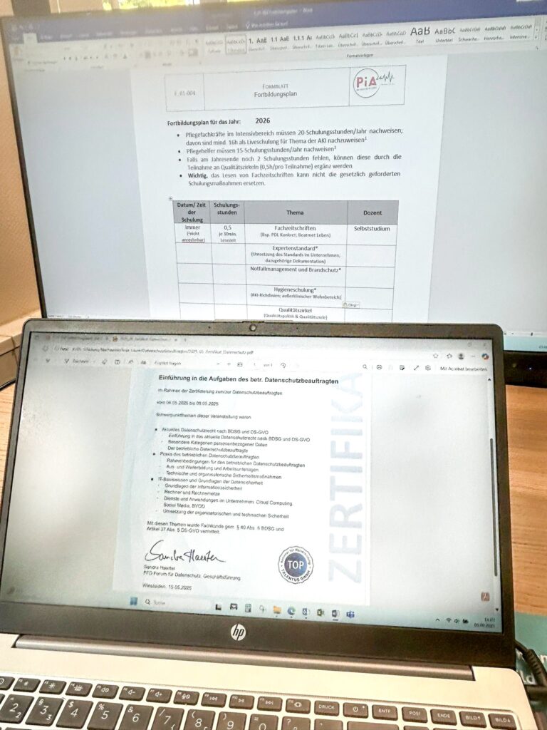 Übersicht Fortbildungsplan 2026 und Zertifikat Datenschutzbeauftragung